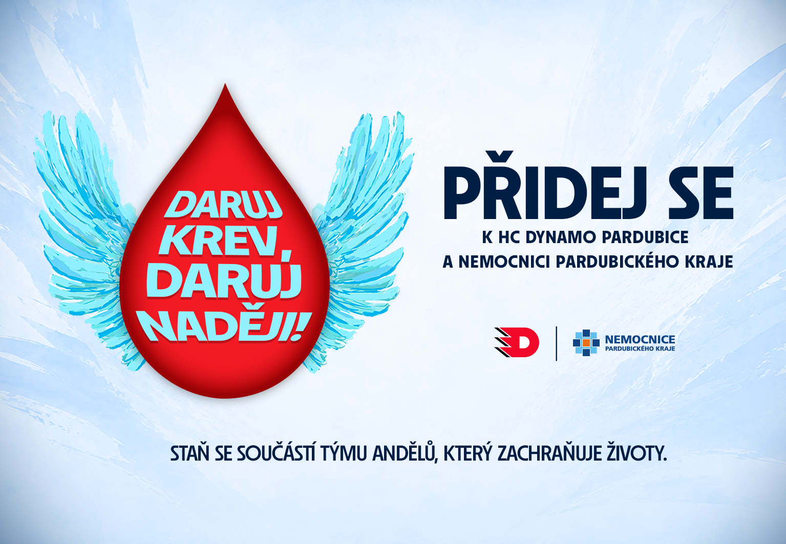 Společně za vítězství, která zachraňují životy: Nemocnice Pardubického kraje a HC Dynamo Pardubice hledají „Spoluhráče do týmu andělů“