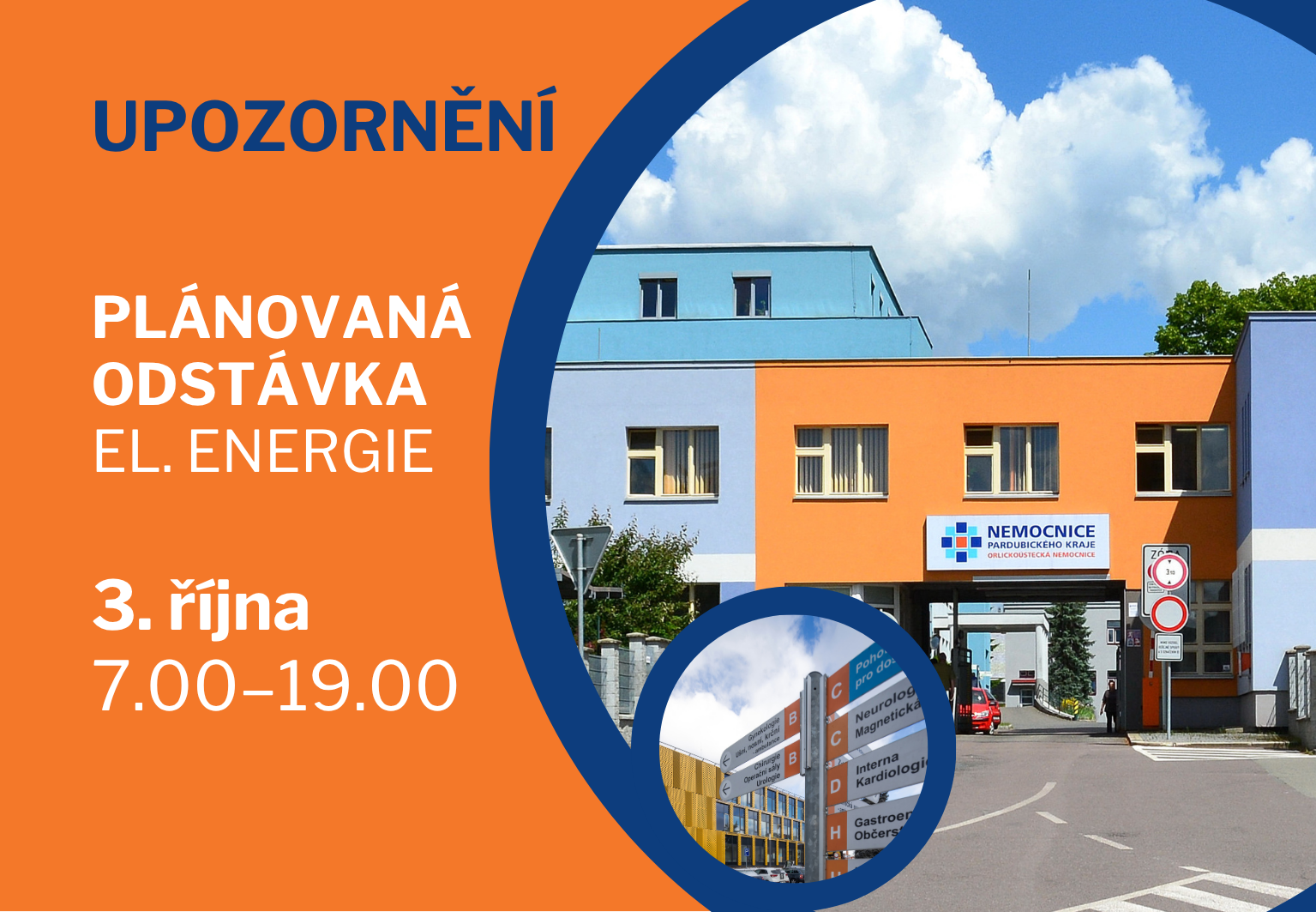 Orlickoústeckou nemocnici v sobotu omezí odstávka elektrické energie. ČEZ bude provádět opravu po havárii z letošního července
